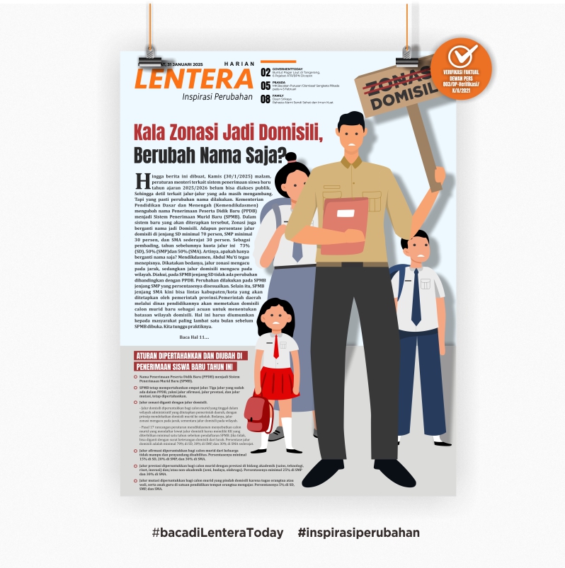 Kala Zonasi Jadi Domisili, Berubah Nama Saja? (Koran, Jumat 31/1/2025)